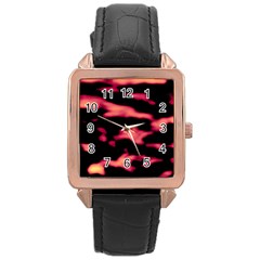 Red Waves Flow Series 5 Rose Gold Leather Watch  by DimitriosArt