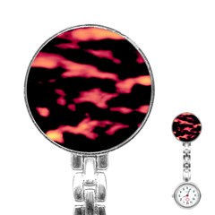 Red Waves Flow Series 5 Stainless Steel Nurses Watch by DimitriosArt