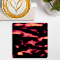 Red Waves Flow Series 5 Uv Print Square Tile Coaster  by DimitriosArt