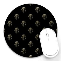 Creepy Head Sculpture With Respirator Motif Pattern Round Mousepads by dflcprintsclothing