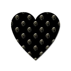 Creepy Head Sculpture With Respirator Motif Pattern Heart Magnet by dflcprintsclothing