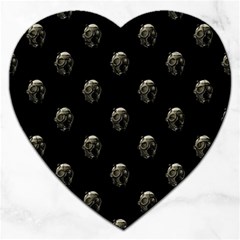 Creepy Head Sculpture With Respirator Motif Pattern Jigsaw Puzzle (heart) by dflcprintsclothing