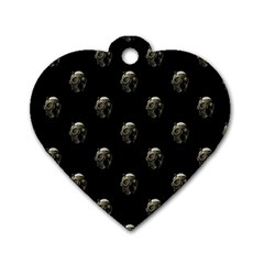 Creepy Head Sculpture With Respirator Motif Pattern Dog Tag Heart (one Side) by dflcprintsclothing