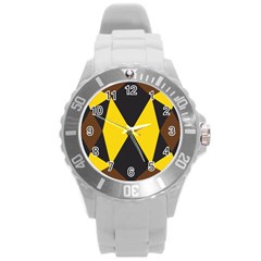 Abstract Pattern Geometric Backgrounds   Round Plastic Sport Watch (l)