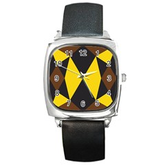 Abstract Pattern Geometric Backgrounds   Square Metal Watch by Eskimos