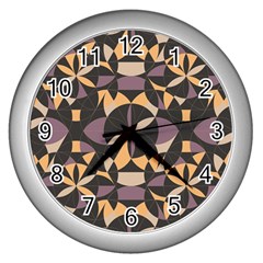 Abstract Pattern Geometric Backgrounds   Wall Clock (silver) by Eskimos