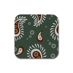 Floral Pattern Paisley Style Paisley Print  Doodle Background Rubber Square Coaster (4 Pack) by Eskimos