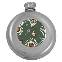 Floral Pattern Paisley Style Paisley Print  Doodle Background Round Hip Flask (5 Oz) by Eskimos