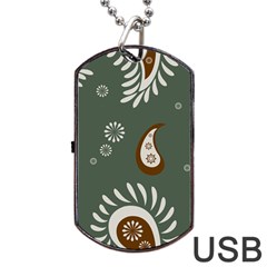 Floral Pattern Paisley Style Paisley Print  Doodle Background Dog Tag Usb Flash (one Side) by Eskimos