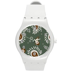 Floral Pattern Paisley Style Paisley Print  Doodle Background Round Plastic Sport Watch (m) by Eskimos