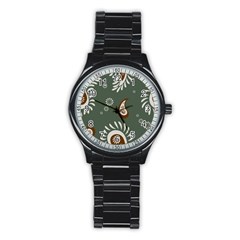 Floral Pattern Paisley Style Paisley Print  Doodle Background Stainless Steel Round Watch by Eskimos