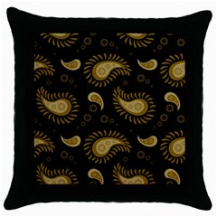 Floral Pattern Paisley Style Paisley Print  Doodle Background Throw Pillow Case (black) by Eskimos