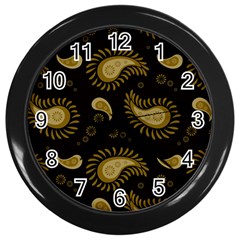 Floral Pattern Paisley Style Paisley Print  Doodle Background Wall Clock (black) by Eskimos