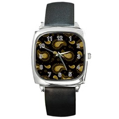 Floral Pattern Paisley Style Paisley Print  Doodle Background Square Metal Watch by Eskimos