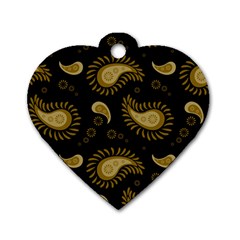 Floral Pattern Paisley Style Paisley Print  Doodle Background Dog Tag Heart (two Sides) by Eskimos