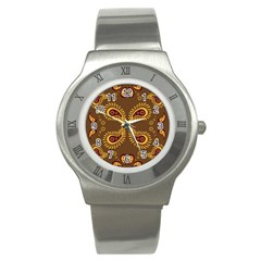 Floral Pattern Paisley Style Paisley Print  Doodle Background Stainless Steel Watch by Eskimos