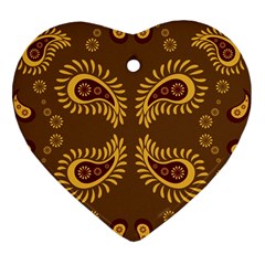 Floral Pattern Paisley Style Paisley Print  Doodle Background Heart Ornament (two Sides) by Eskimos