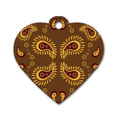 Floral Pattern Paisley Style Paisley Print  Doodle Background Dog Tag Heart (one Side) by Eskimos