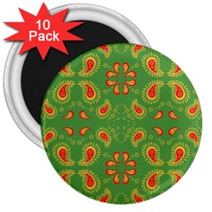 Floral Pattern Paisley Style Paisley Print  Doodle Background 3  Magnets (10 Pack)  by Eskimos