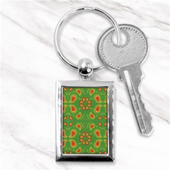 Floral Pattern Paisley Style Paisley Print  Doodle Background Key Chain (rectangle) by Eskimos