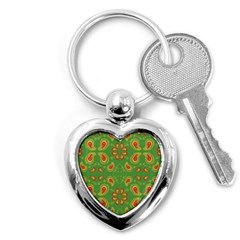 Floral Pattern Paisley Style Paisley Print  Doodle Background Key Chain (heart) by Eskimos