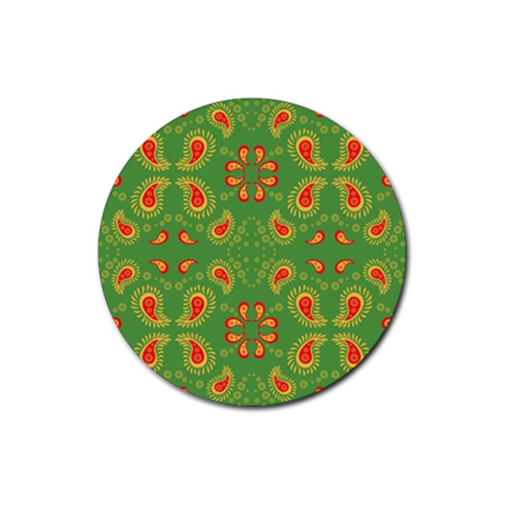 Floral pattern paisley style Paisley print  Doodle background Rubber Round Coaster (4 pack)