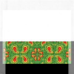 Floral Pattern Paisley Style Paisley Print  Doodle Background Rectangular Jigsaw Puzzl by Eskimos