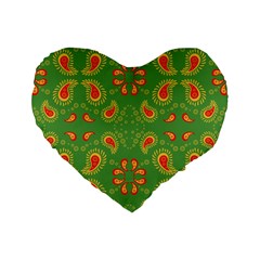 Floral Pattern Paisley Style Paisley Print  Doodle Background Standard 16  Premium Flano Heart Shape Cushions by Eskimos