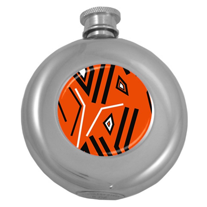 Abstract pattern geometric backgrounds   Round Hip Flask (5 oz)