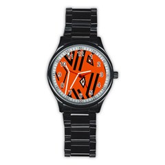 Abstract Pattern Geometric Backgrounds   Stainless Steel Round Watch by Eskimos