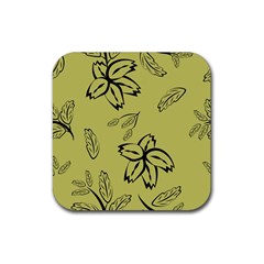 Folk Flowers Print Floral Pattern Ethnic Art Rubber Coaster (square) by Eskimos