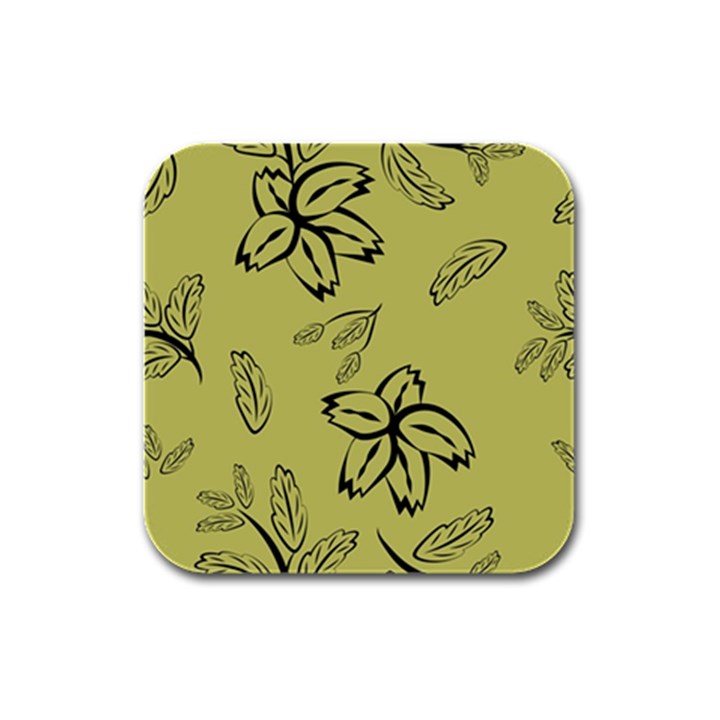 Folk flowers print Floral pattern Ethnic art Rubber Square Coaster (4 pack)