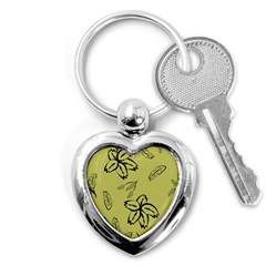 Folk Flowers Print Floral Pattern Ethnic Art Key Chain (heart) by Eskimos