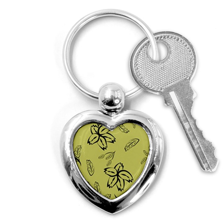 Folk flowers print Floral pattern Ethnic art Key Chain (Heart)