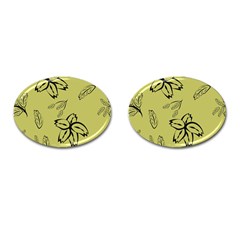 Folk Flowers Print Floral Pattern Ethnic Art Cufflinks (oval) by Eskimos