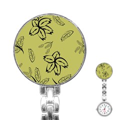 Folk Flowers Print Floral Pattern Ethnic Art Stainless Steel Nurses Watch by Eskimos