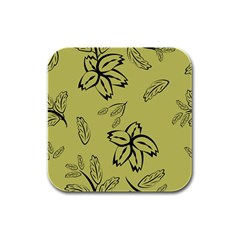 Folk Flowers Print Floral Pattern Ethnic Art Rubber Square Coaster (4 Pack) by Eskimos