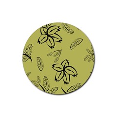 Folk Flowers Print Floral Pattern Ethnic Art Rubber Coaster (round) by Eskimos