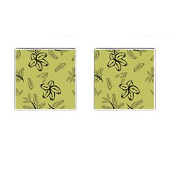 Folk Flowers Print Floral Pattern Ethnic Art Cufflinks (square) by Eskimos