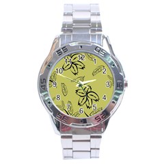 Folk Flowers Print Floral Pattern Ethnic Art Stainless Steel Analogue Watch by Eskimos