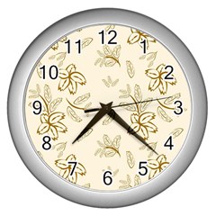 Folk Flowers Print Floral Pattern Ethnic Art Wall Clock (silver) by Eskimos