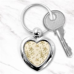 Folk Flowers Print Floral Pattern Ethnic Art Key Chain (heart) by Eskimos