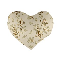 Folk Flowers Print Floral Pattern Ethnic Art Standard 16  Premium Flano Heart Shape Cushions by Eskimos