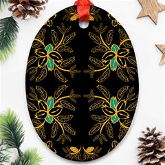 Floral Folk Damask Pattern  Ornament (oval) by Eskimos