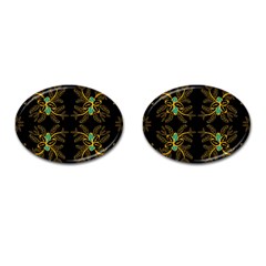 Floral Folk Damask Pattern  Cufflinks (oval) by Eskimos