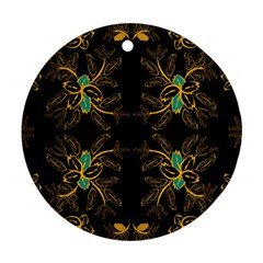 Floral Folk Damask Pattern  Round Ornament (two Sides) by Eskimos