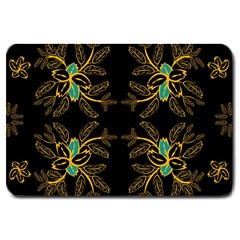 Floral Folk Damask Pattern  Large Doormat  by Eskimos