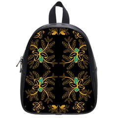 Floral Folk Damask Pattern  School Bag (small) by Eskimos