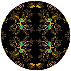 Floral Folk Damask Pattern  Wooden Puzzle Round by Eskimos