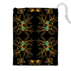 Floral Folk Damask Pattern  Drawstring Pouch (4xl) by Eskimos